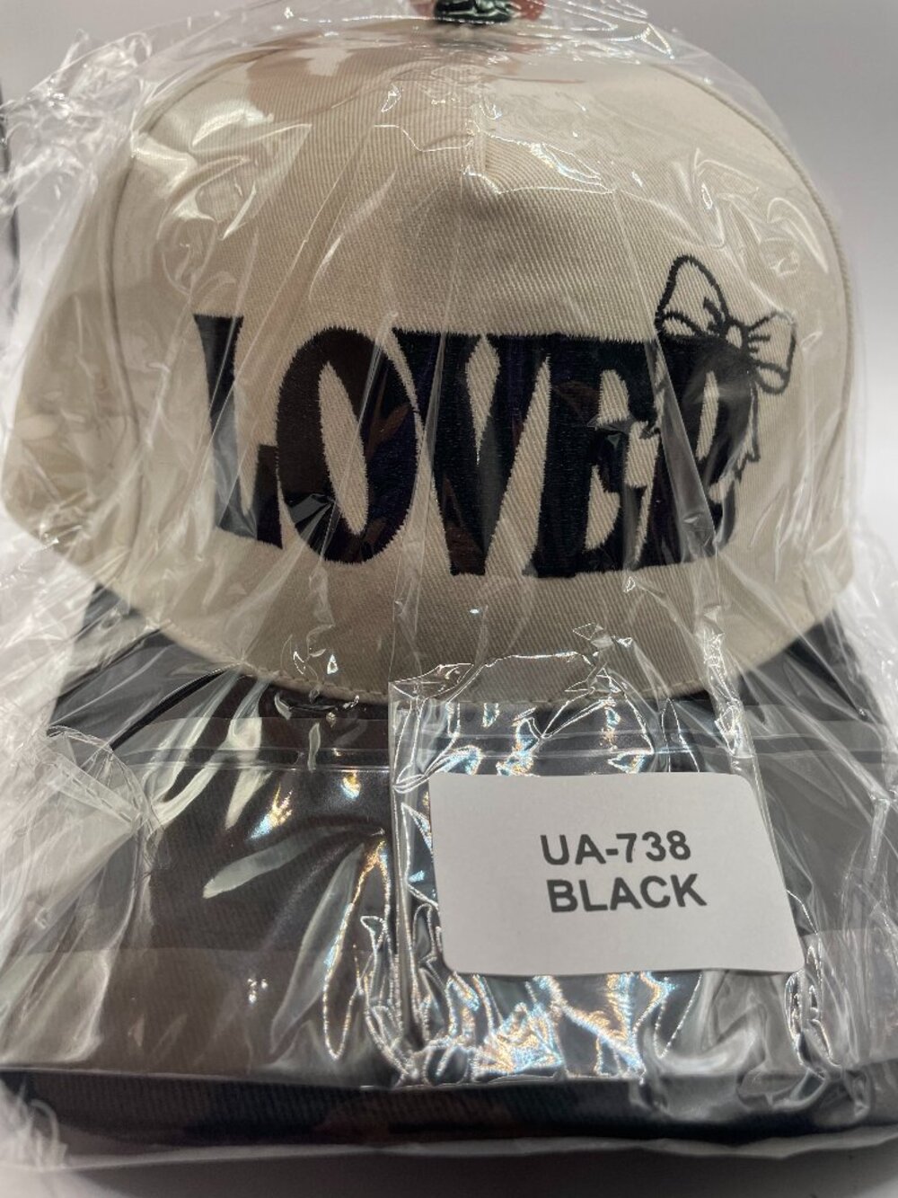 Zenana Outfitters Cream and BLACK Solid Print "LOVER'" Baseball Cap